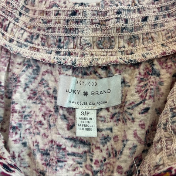 Lucky Brand Floral Peasant Top Tassel Blouse Size Small - Picture 3 of 5